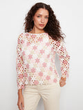 Cotton Blend Crochet Flower Top