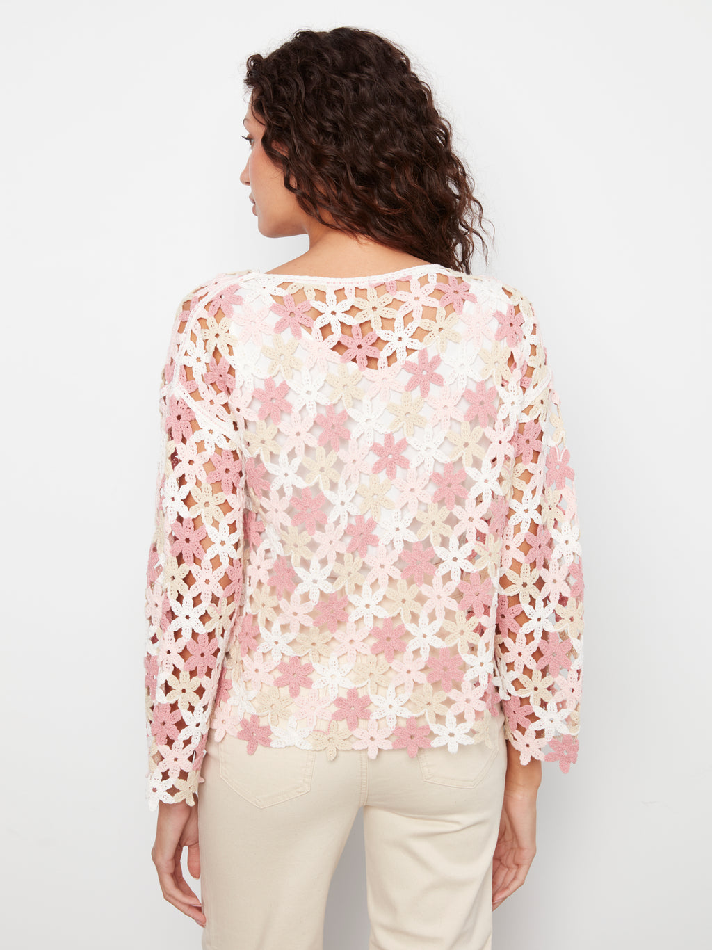 Cotton Blend Crochet Flower Top
