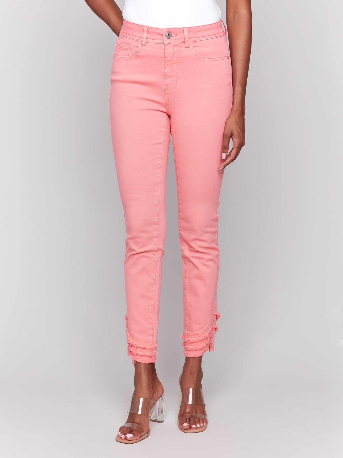 Frayed Hem Twill Pants