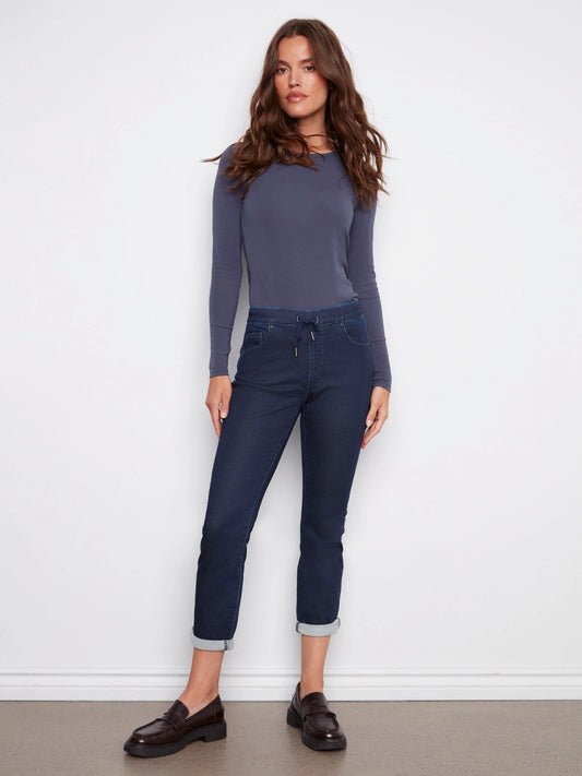 Knit Denim Jogger Pants