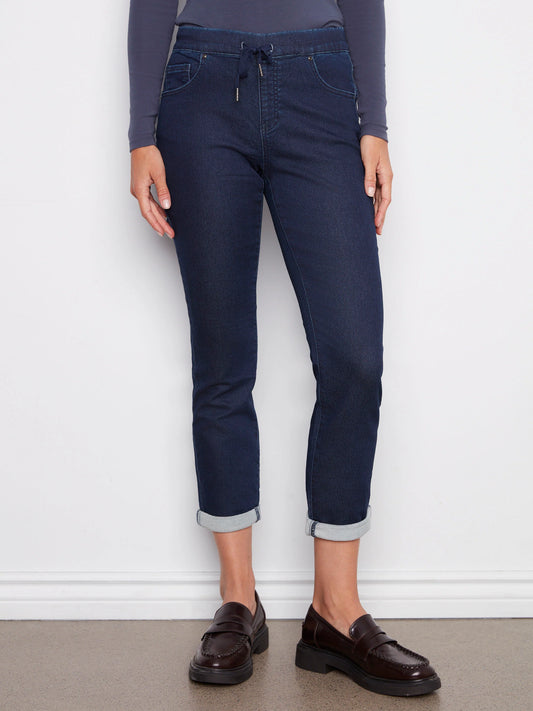 Knit Denim Jogger Pants