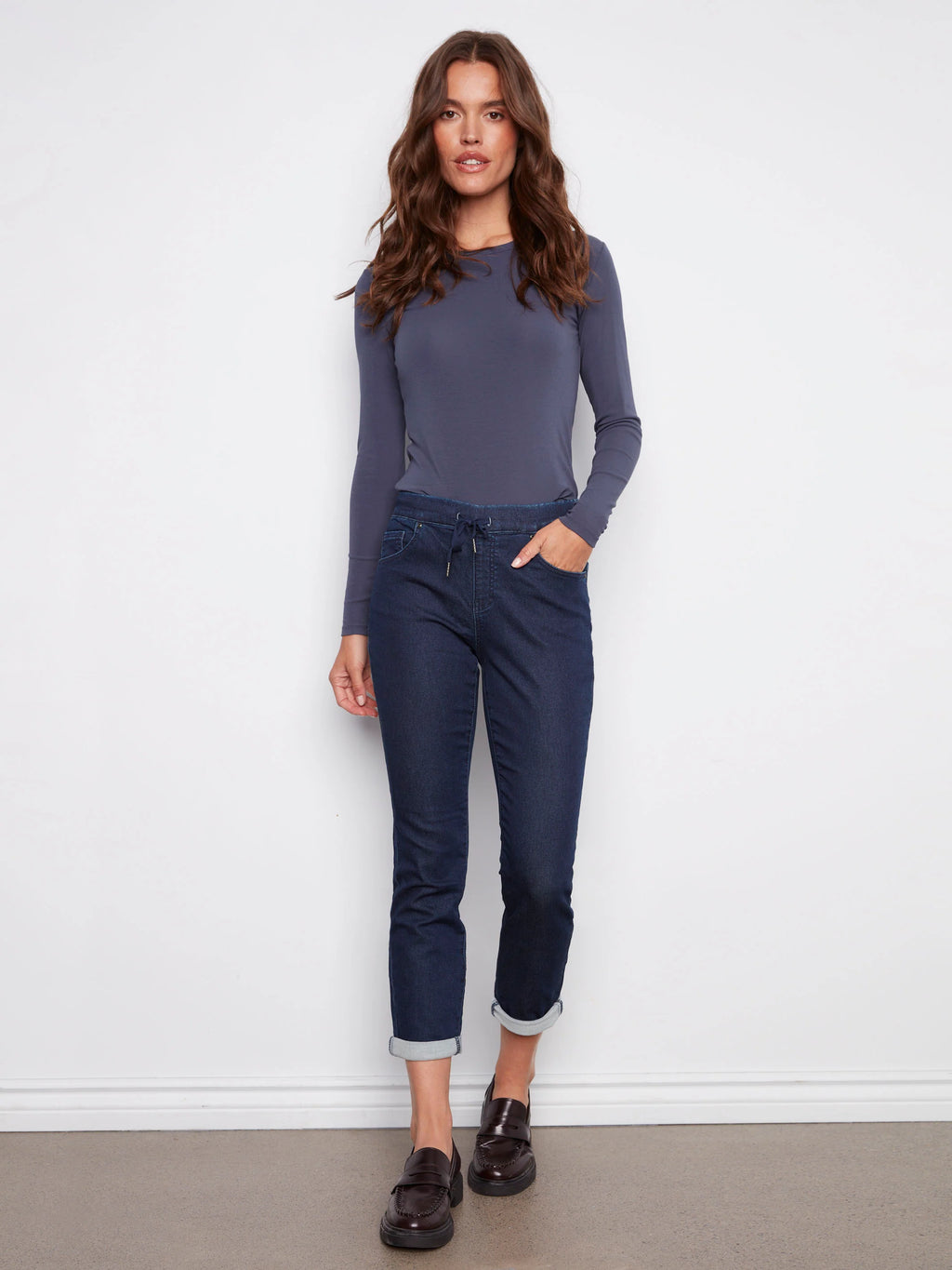 Knit Denim Jogger Pants
