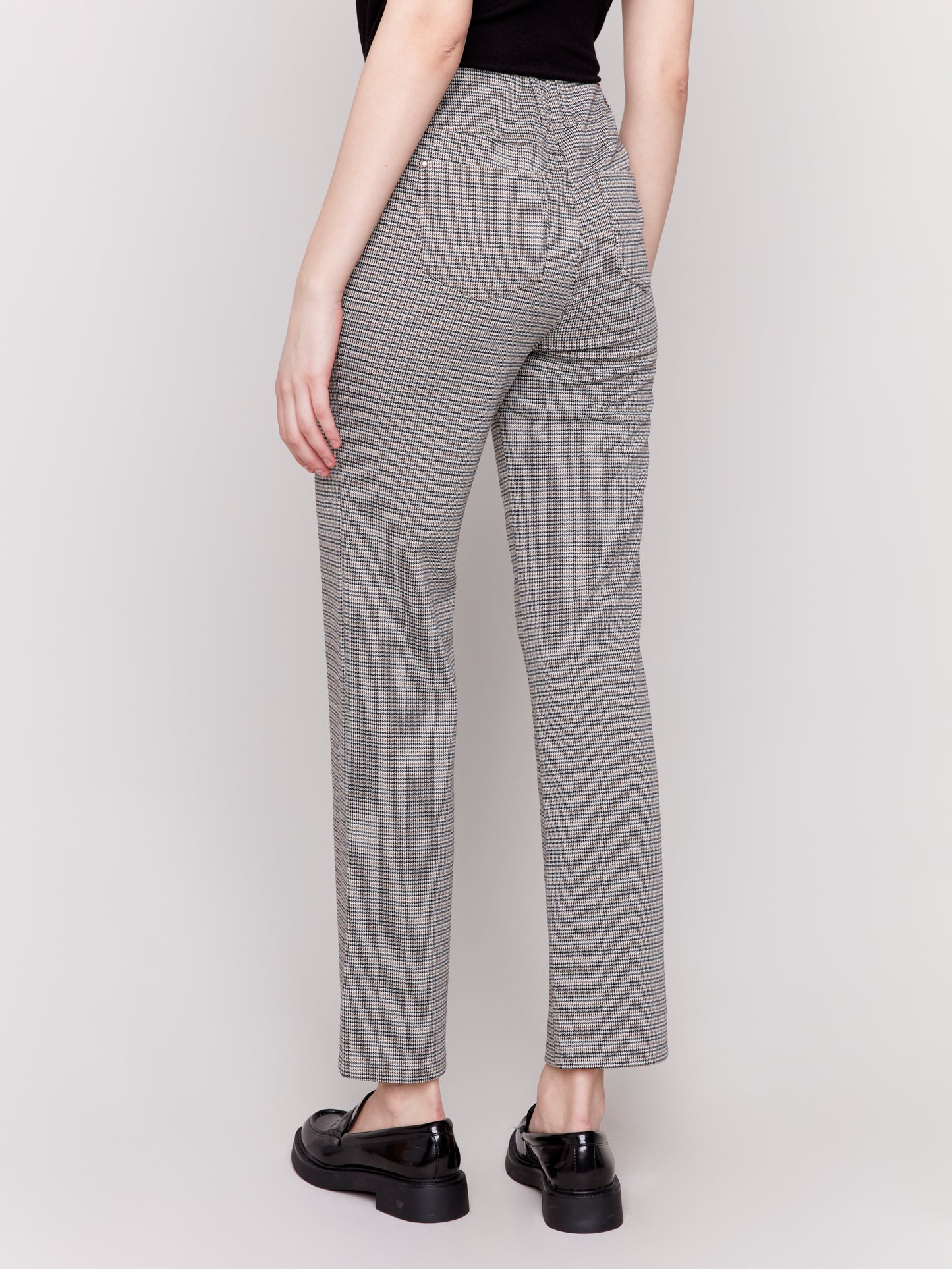 Plaid Pull-On Flare Pants