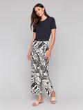 Printed Cropped Linen Blend Pants