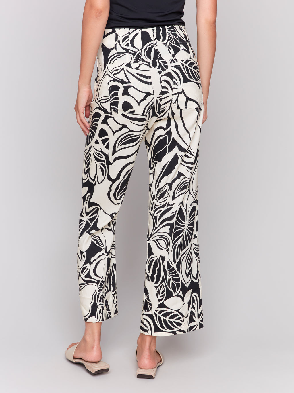 Printed Cropped Linen Blend Pants