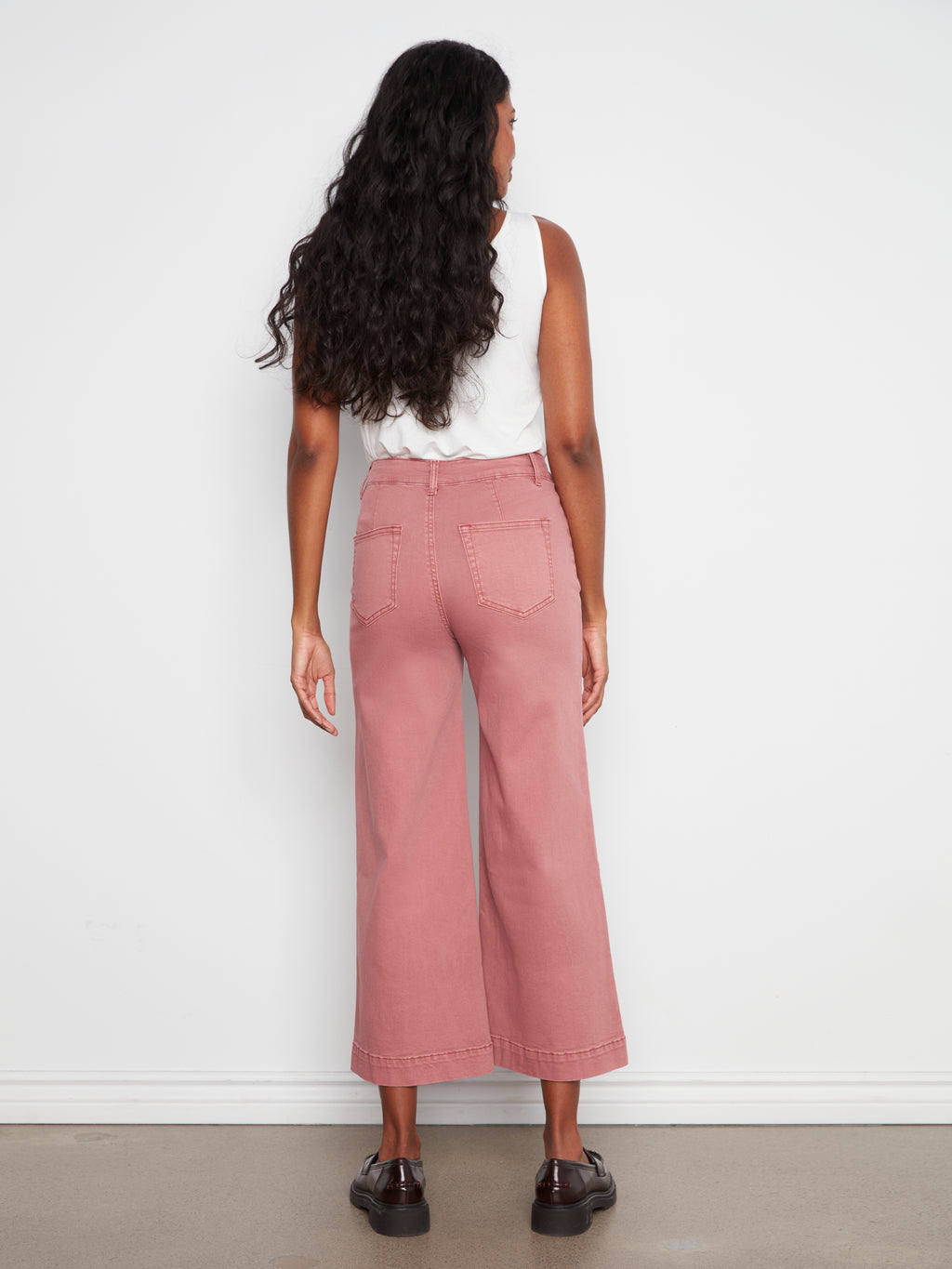 Cropped Insert Pocket Wide Leg Colored Twill Pants