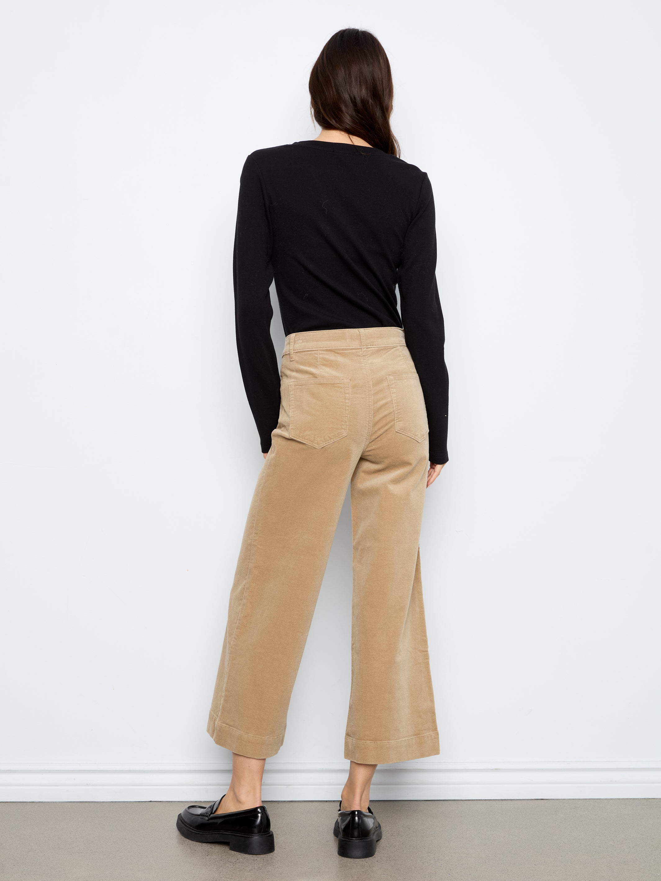 Cropped Insert Pocket Wide Leg Corduroy Pants