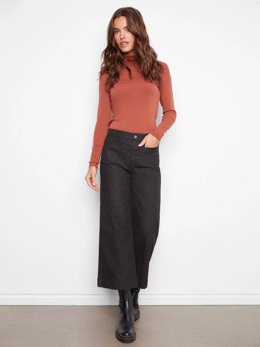 Printed Patch Pocket Flare Pants