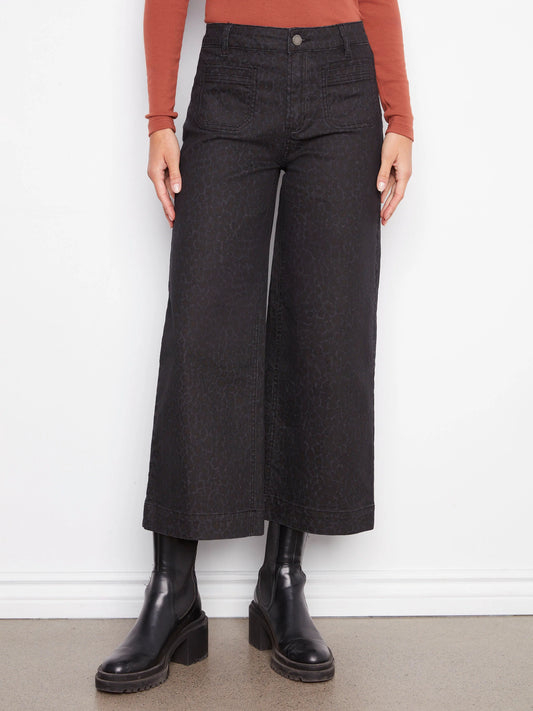 Printed Patch Pocket Flare Pants