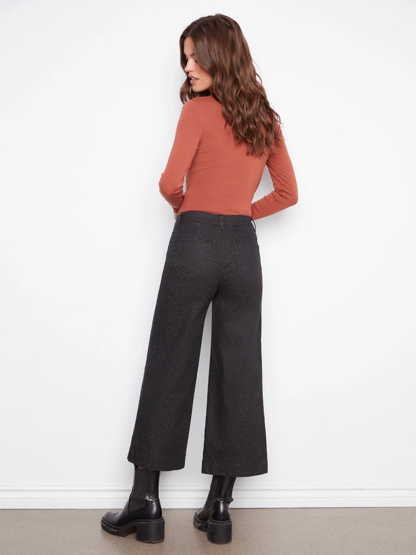 Printed Patch Pocket Flare Pants