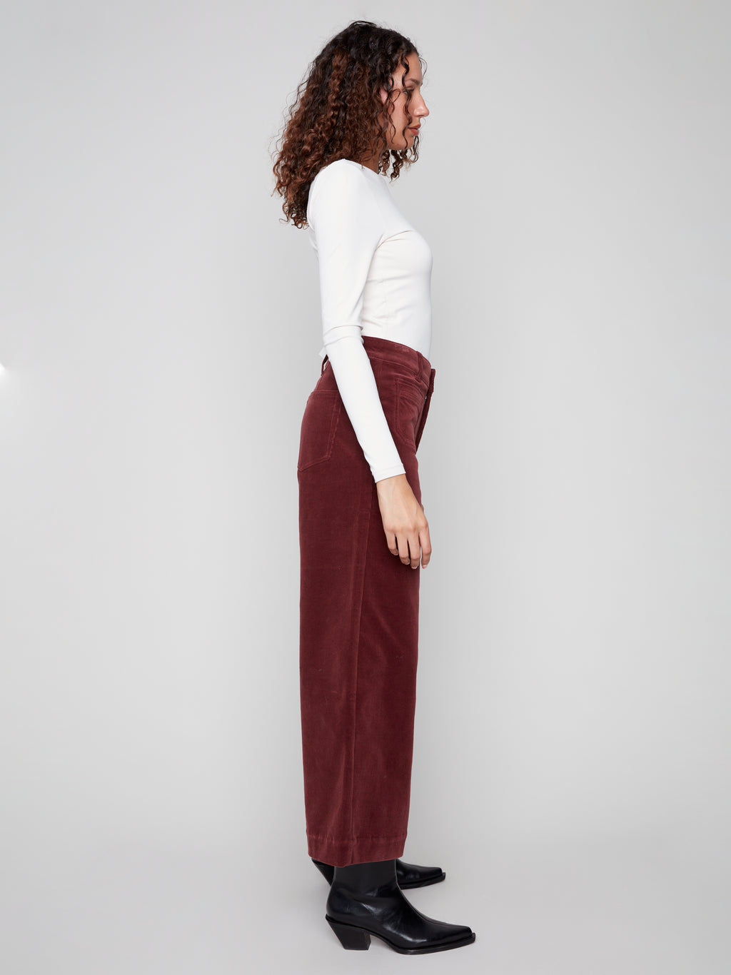 Cropped Patch Pocket Flare Corduroy Pants