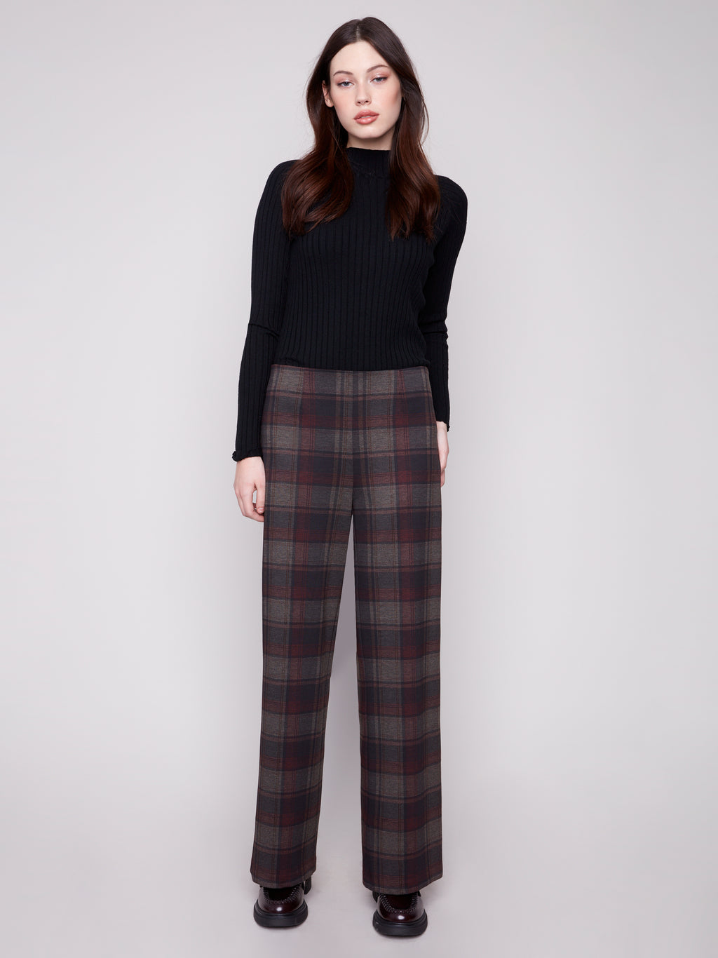 Printed Pull-On Ponte Wide Leg Pants