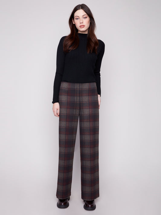 Printed Pull-On Ponte Wide Leg Pants