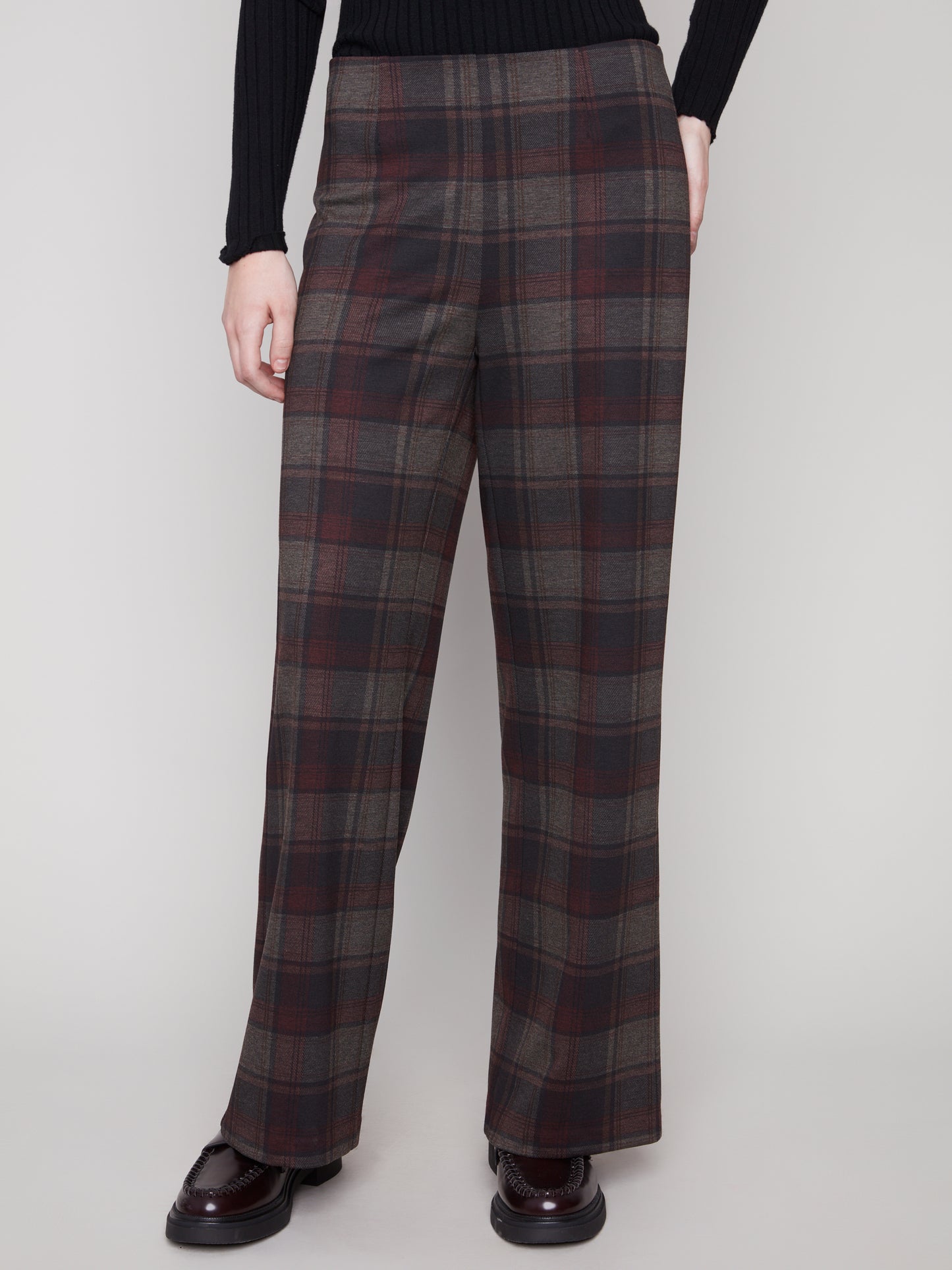 Printed Pull-On Ponte Wide Leg Pants