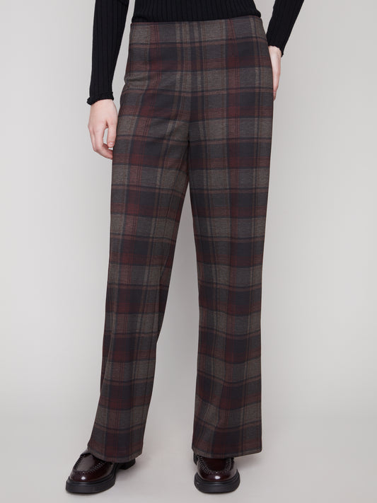 Printed Pull-On Ponte Wide Leg Pants