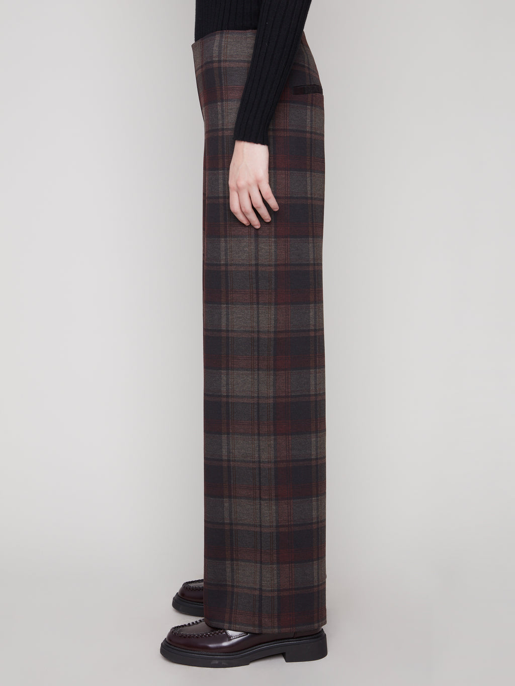 Printed Pull-On Ponte Wide Leg Pants