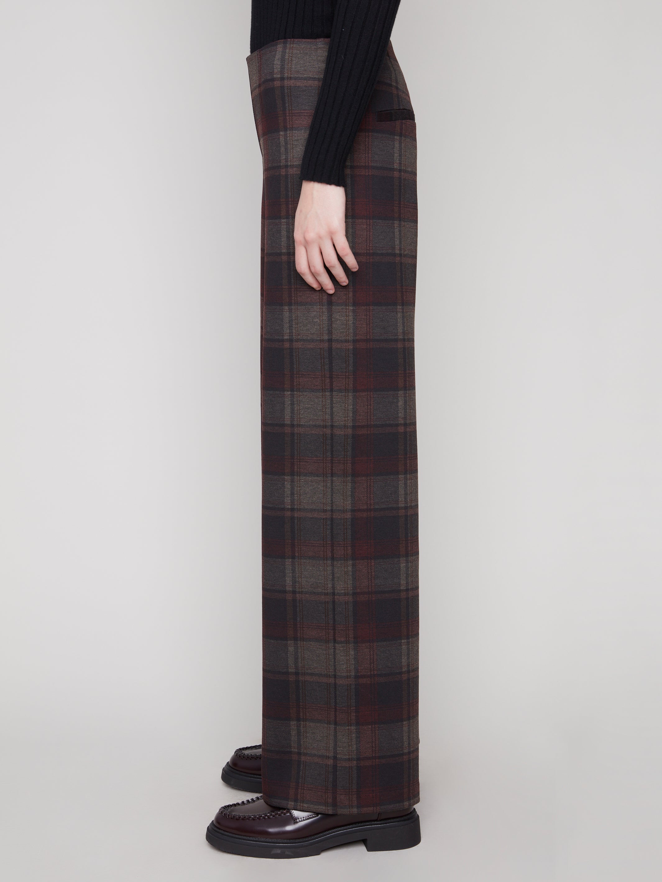 Printed Pull-On Ponte Wide Leg Pants