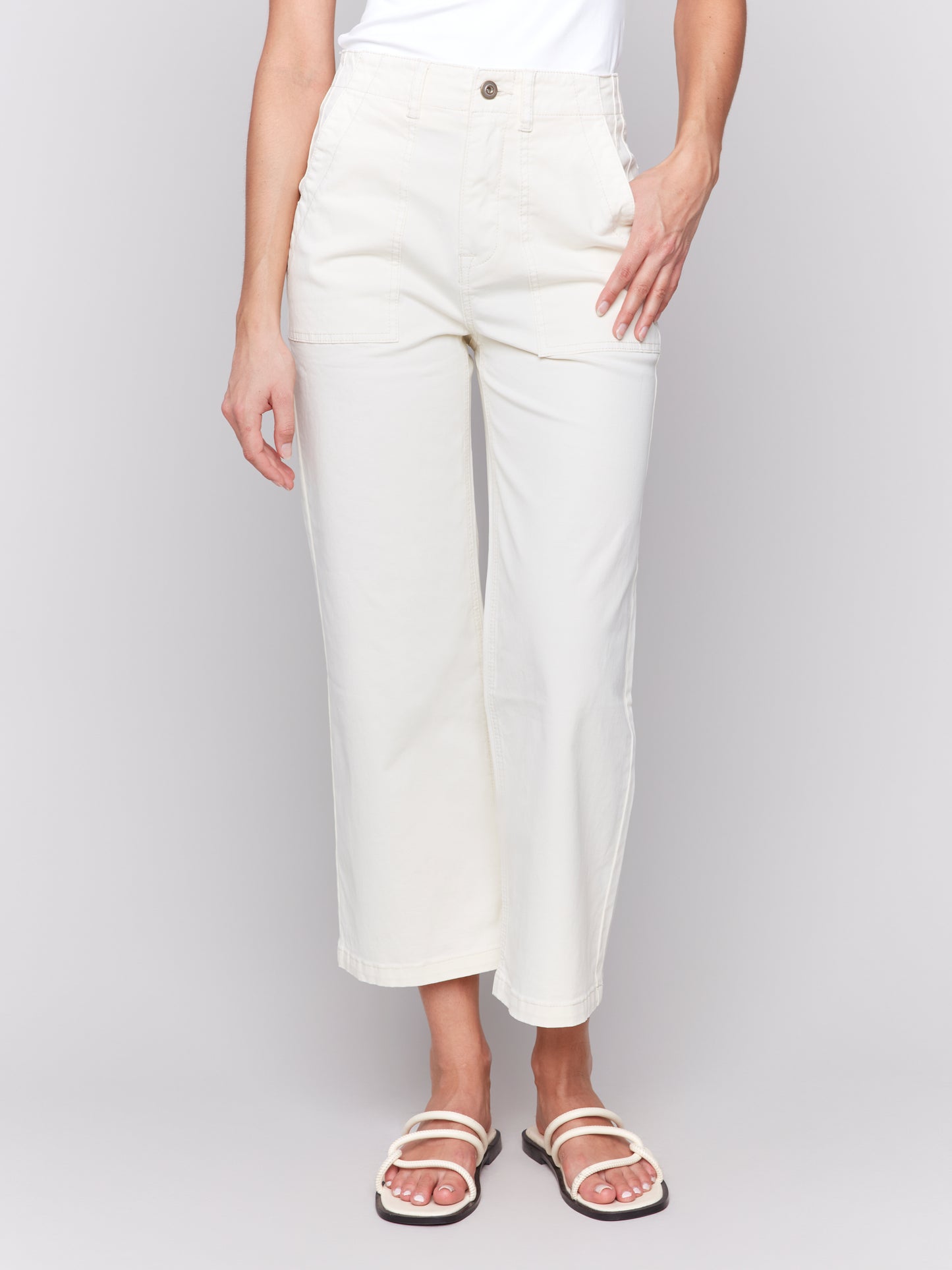 Cropped Utility Pocket Twill Pants