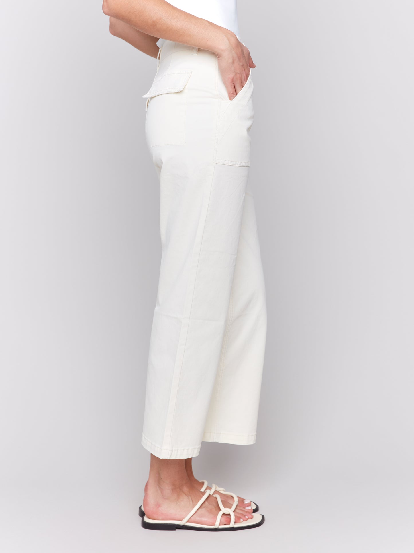 Cropped Utility Pocket Twill Pants