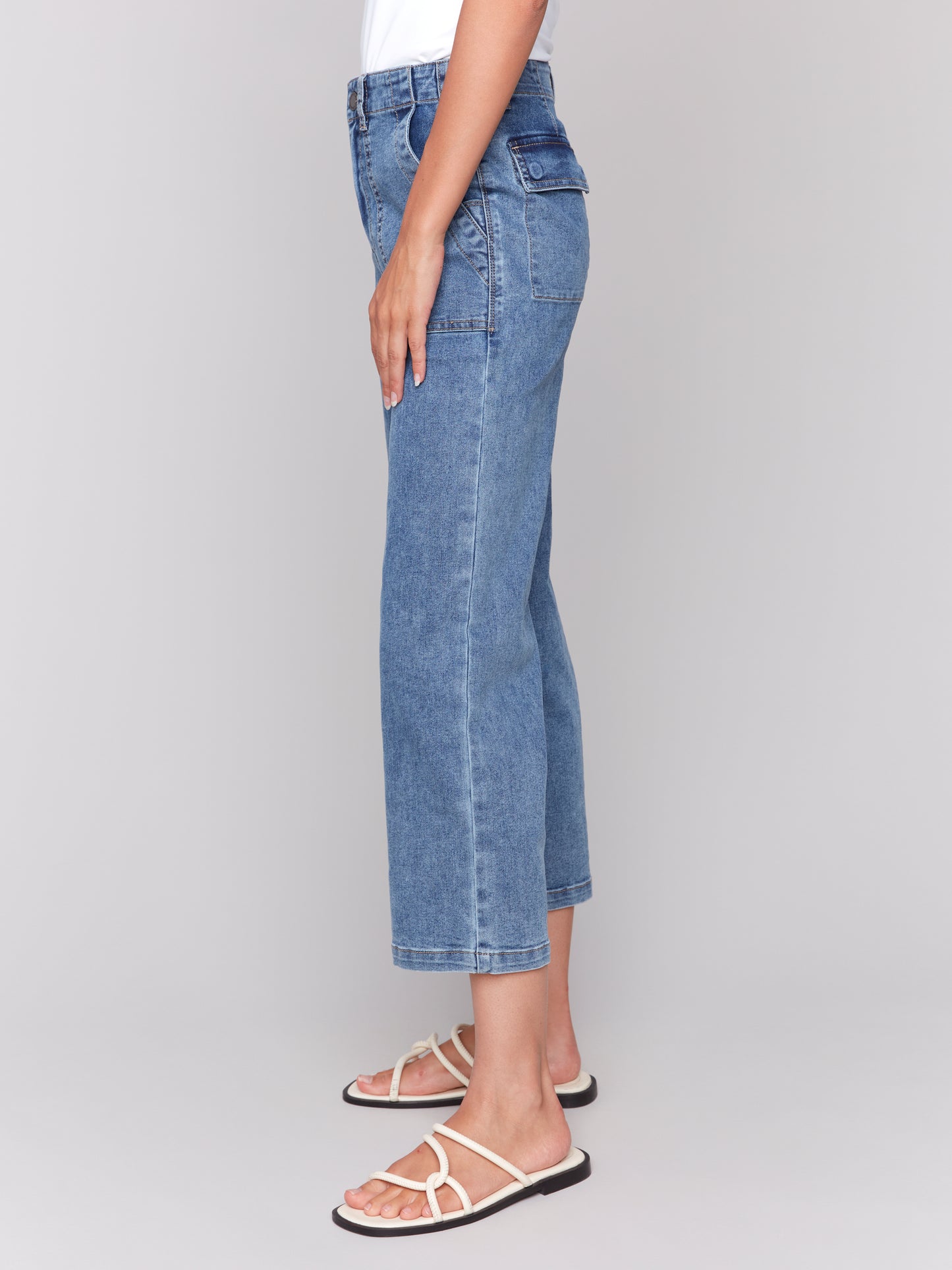Cropped Utility Pocket Jeans