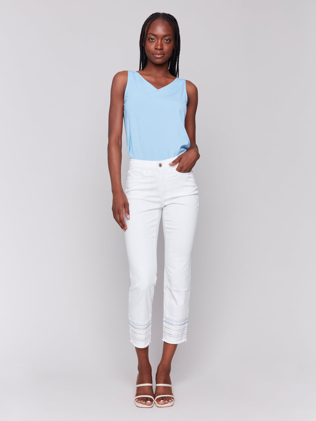 Embroidered Hem Jeans