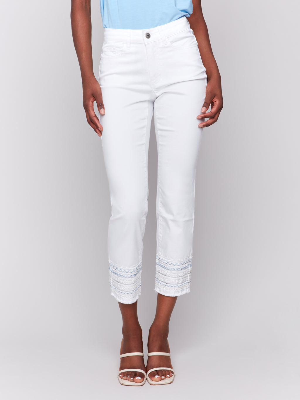 Embroidered Hem Jeans