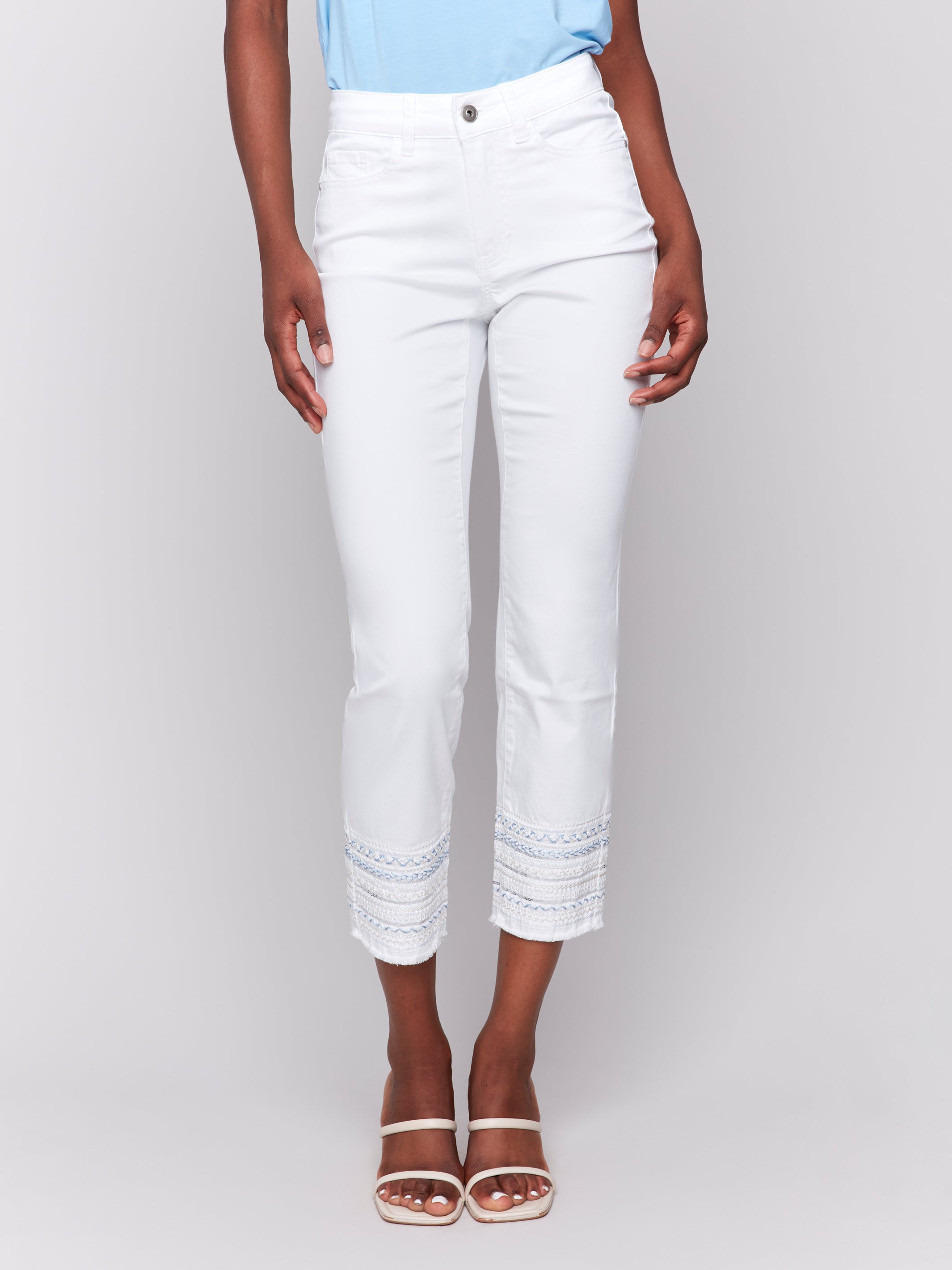 Embroidered Hem Jeans