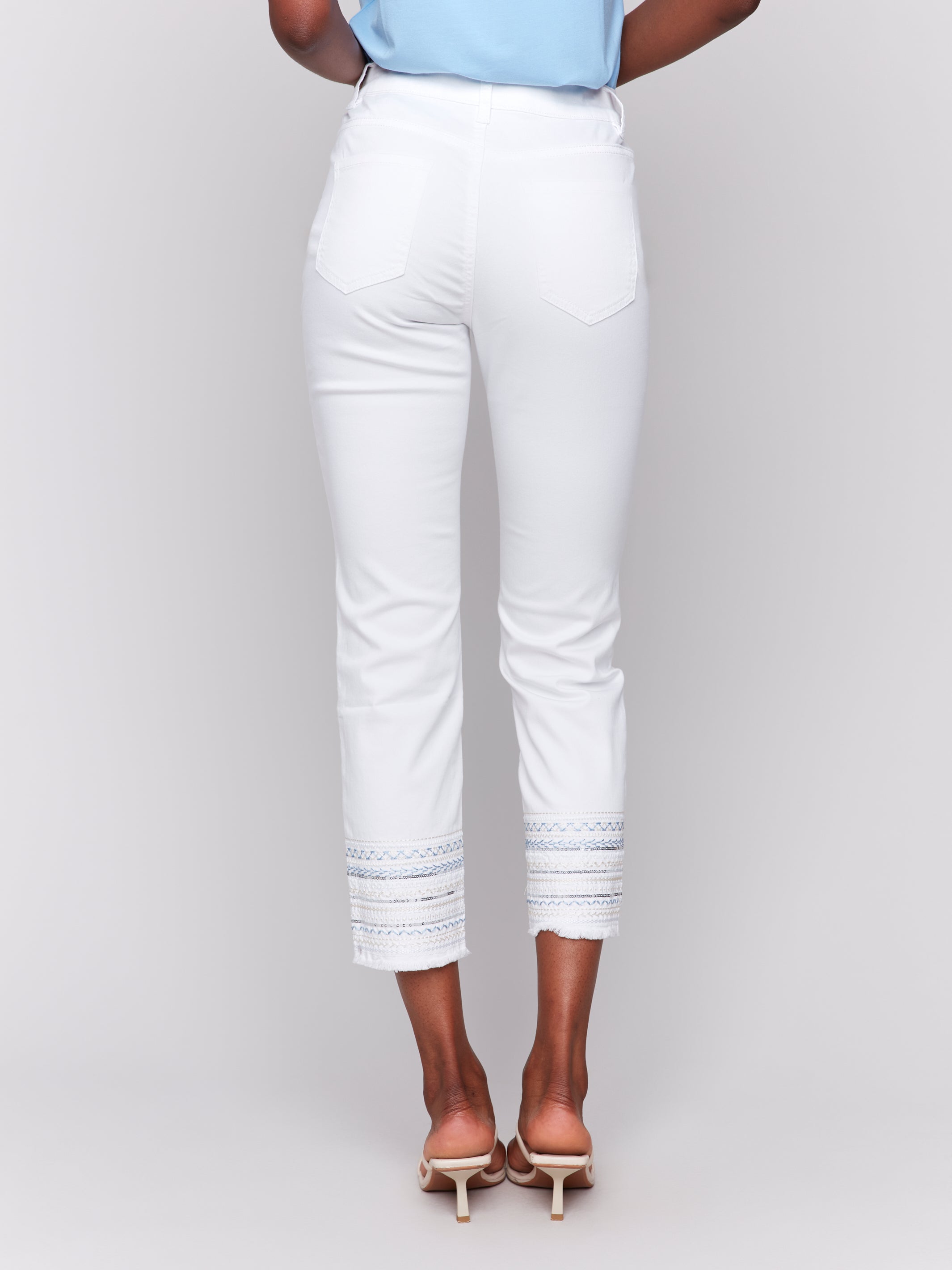 Embroidered Hem Jeans
