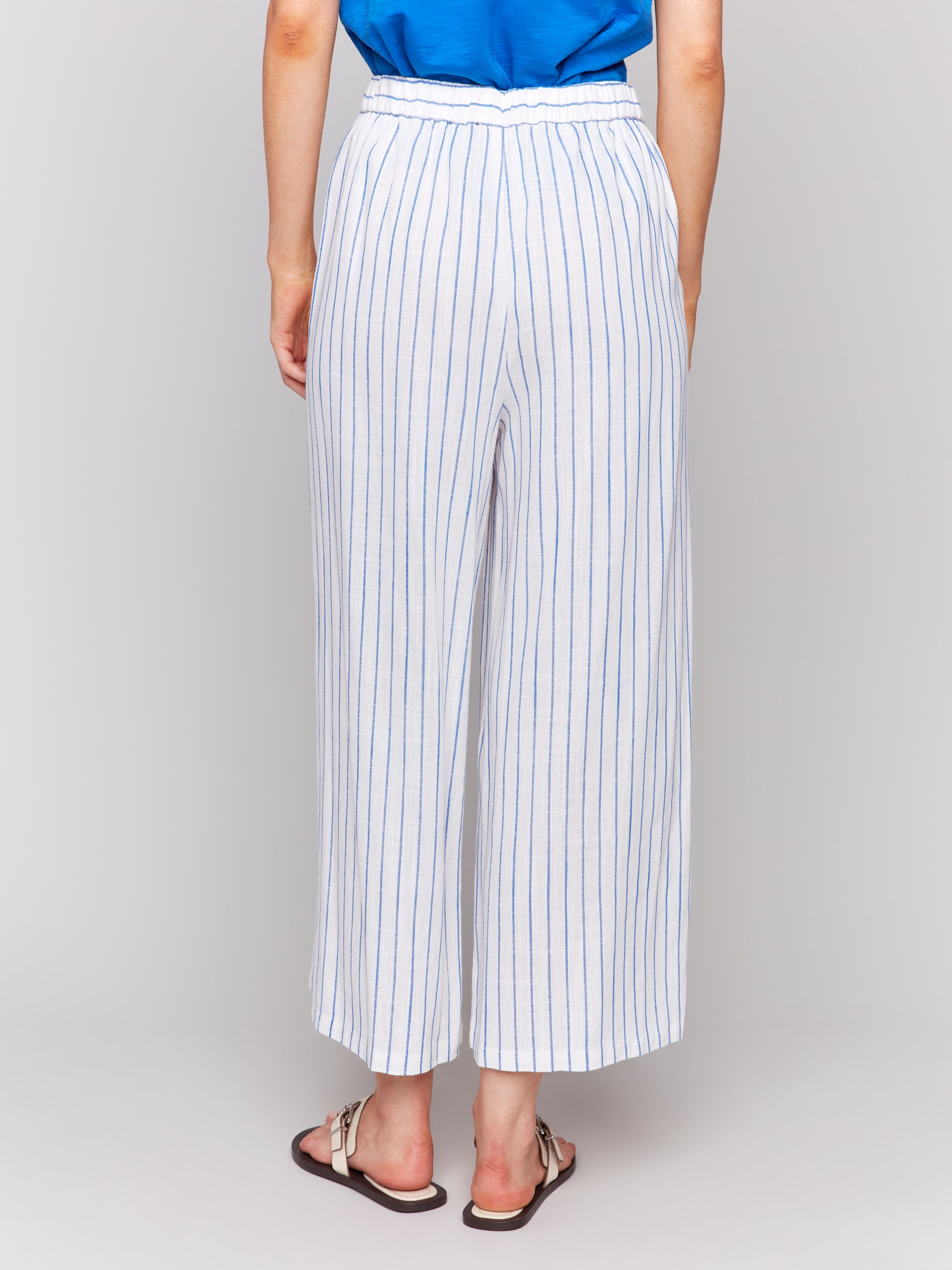 Pull-On Striped Linen Blend Pants