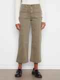 Cropped Wide Leg Coloured Twill Pants With Patch Pockets