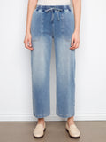 Knit Denim Wide Leg Jogger Pants