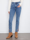 Slim Leg Embroidered Denim Pants