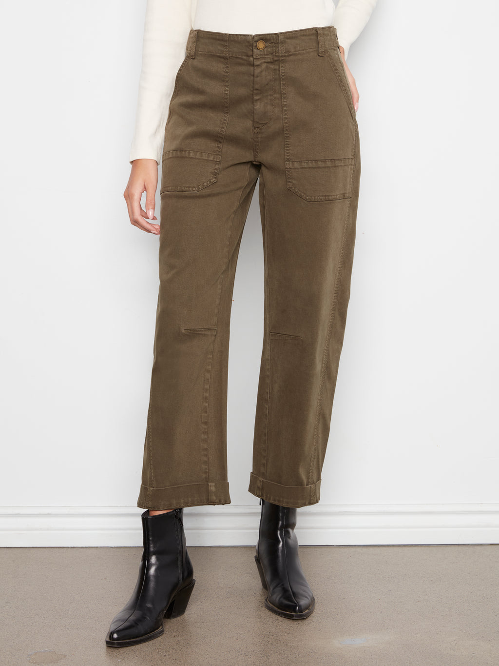 Twill Patch Pocket Barrel Leg Pants
