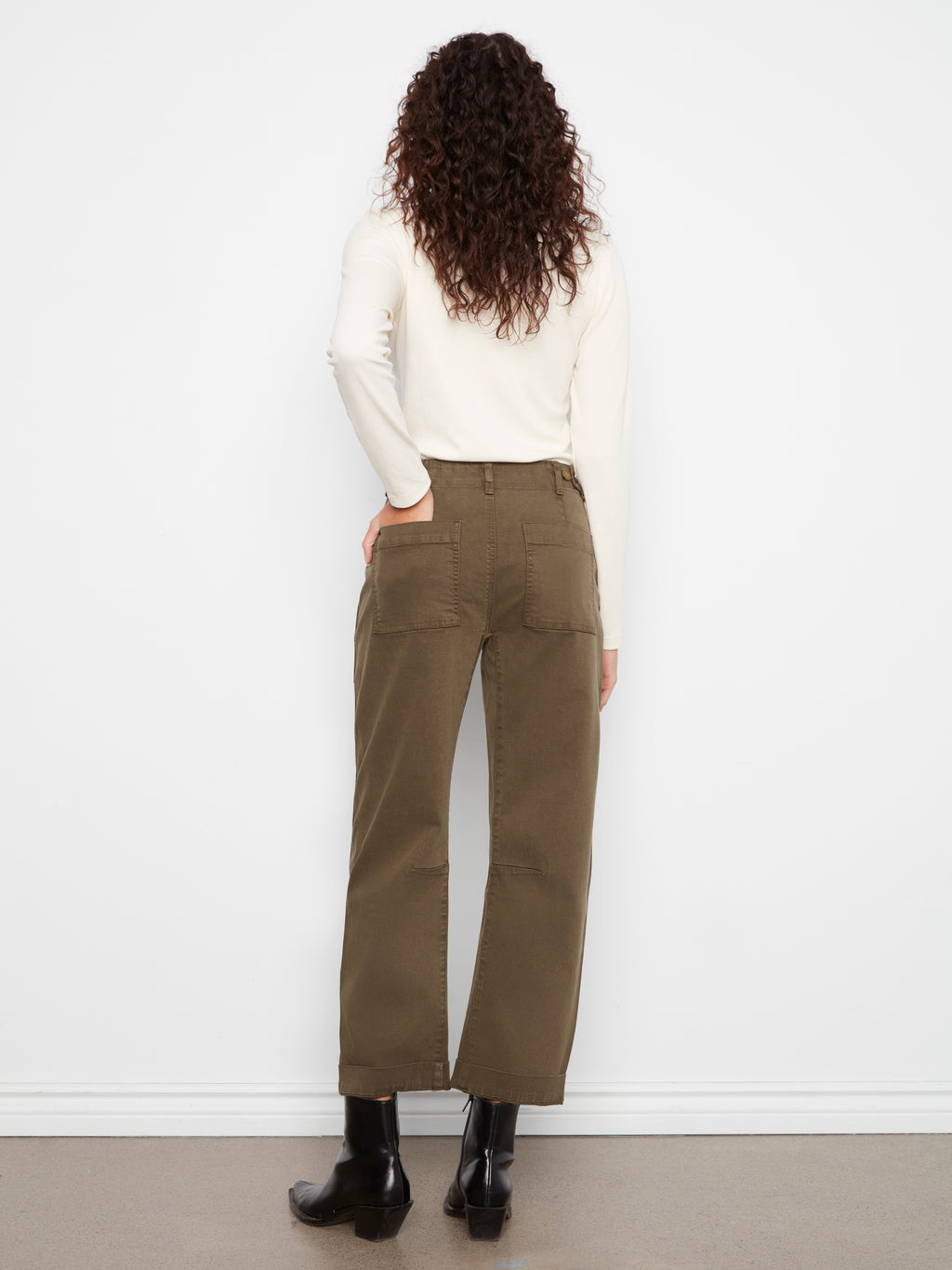 Twill Patch Pocket Barrel Leg Pants