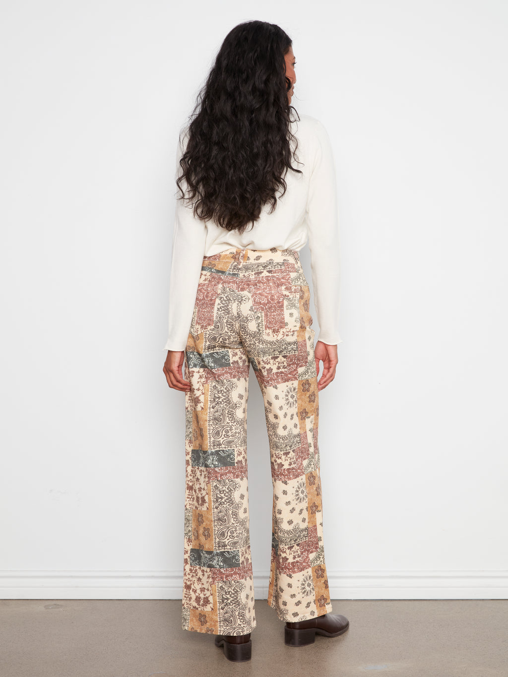 Long Wide Leg Printed Twill Pants