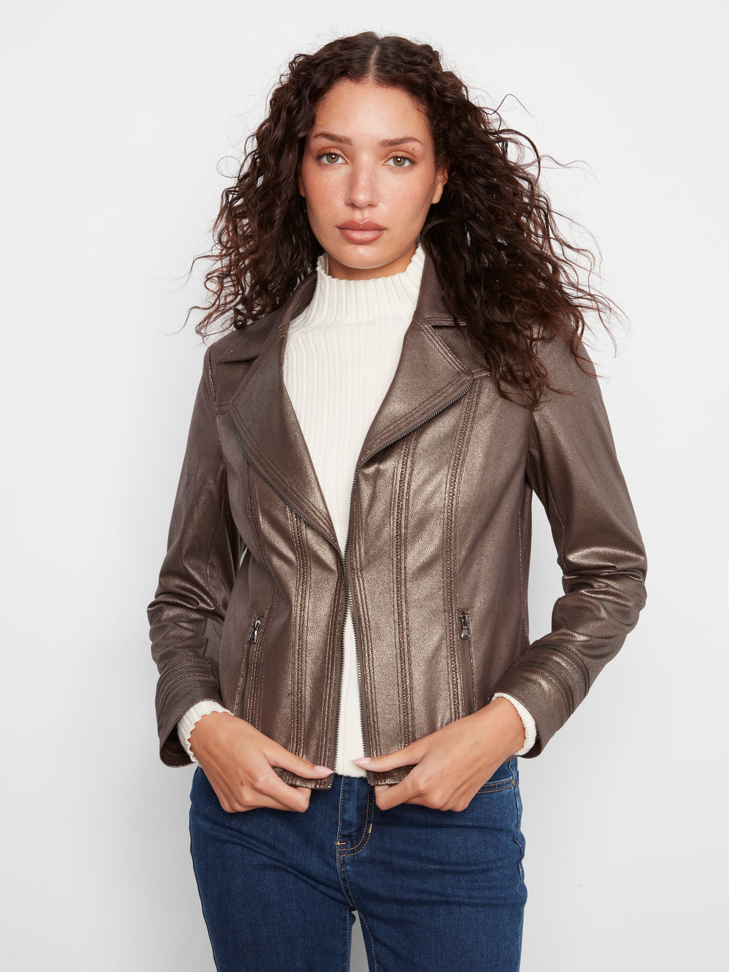 Foil Vintage Faux Leather Jacket