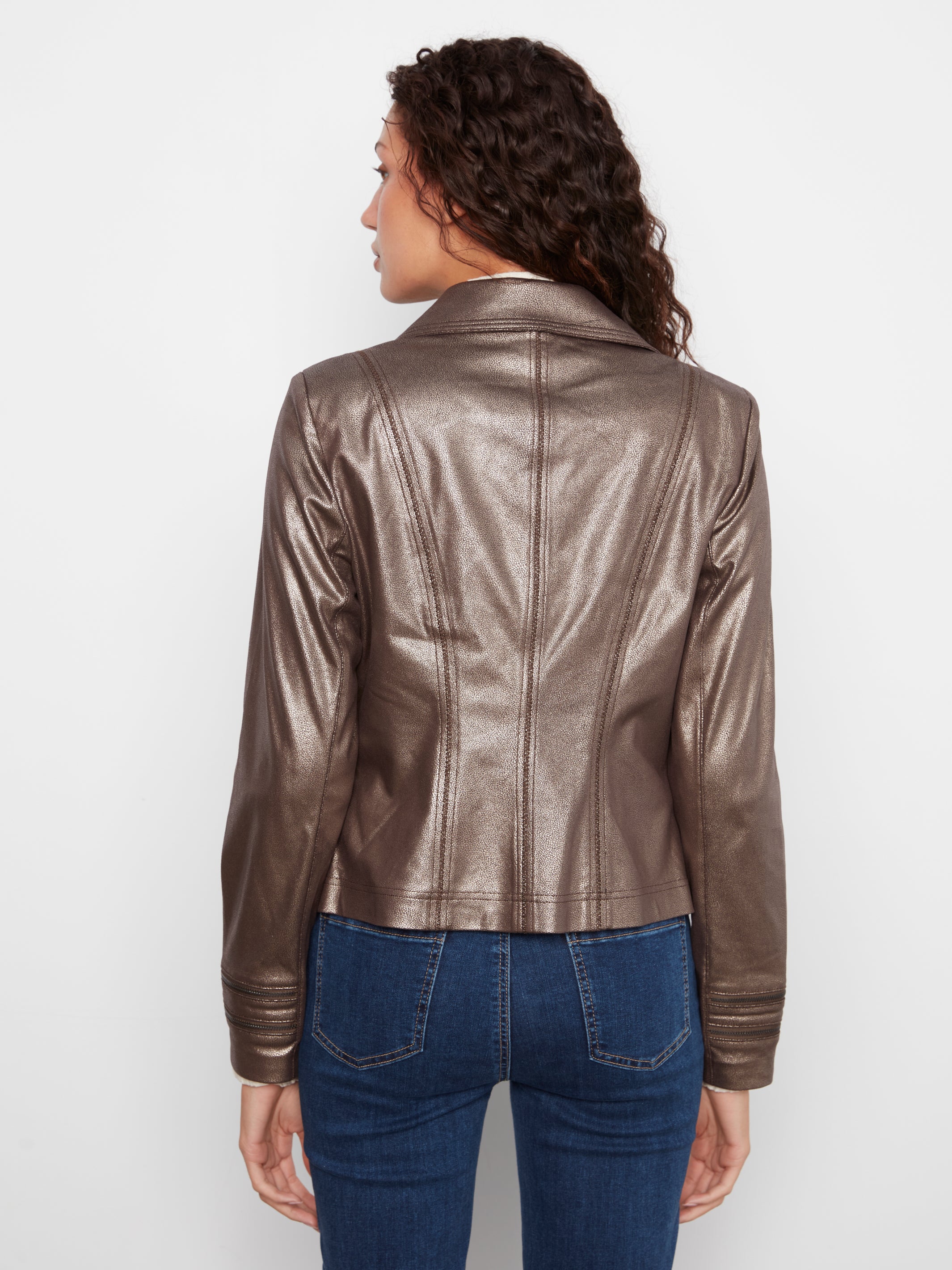 Foil Vintage Faux Leather Jacket