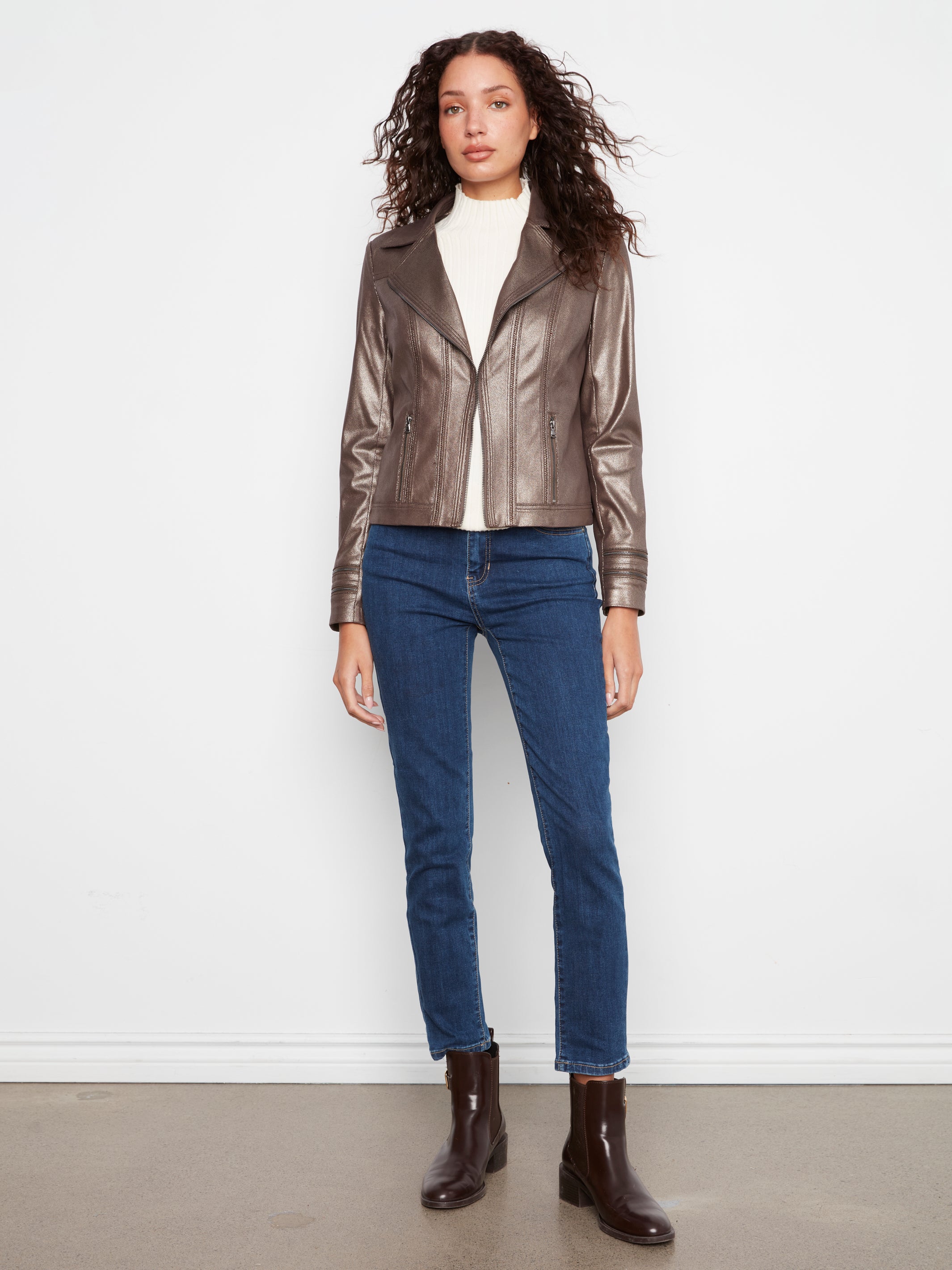 Foil Vintage Faux Leather Jacket