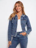 Frayed Edge Stretch Denim Jacket