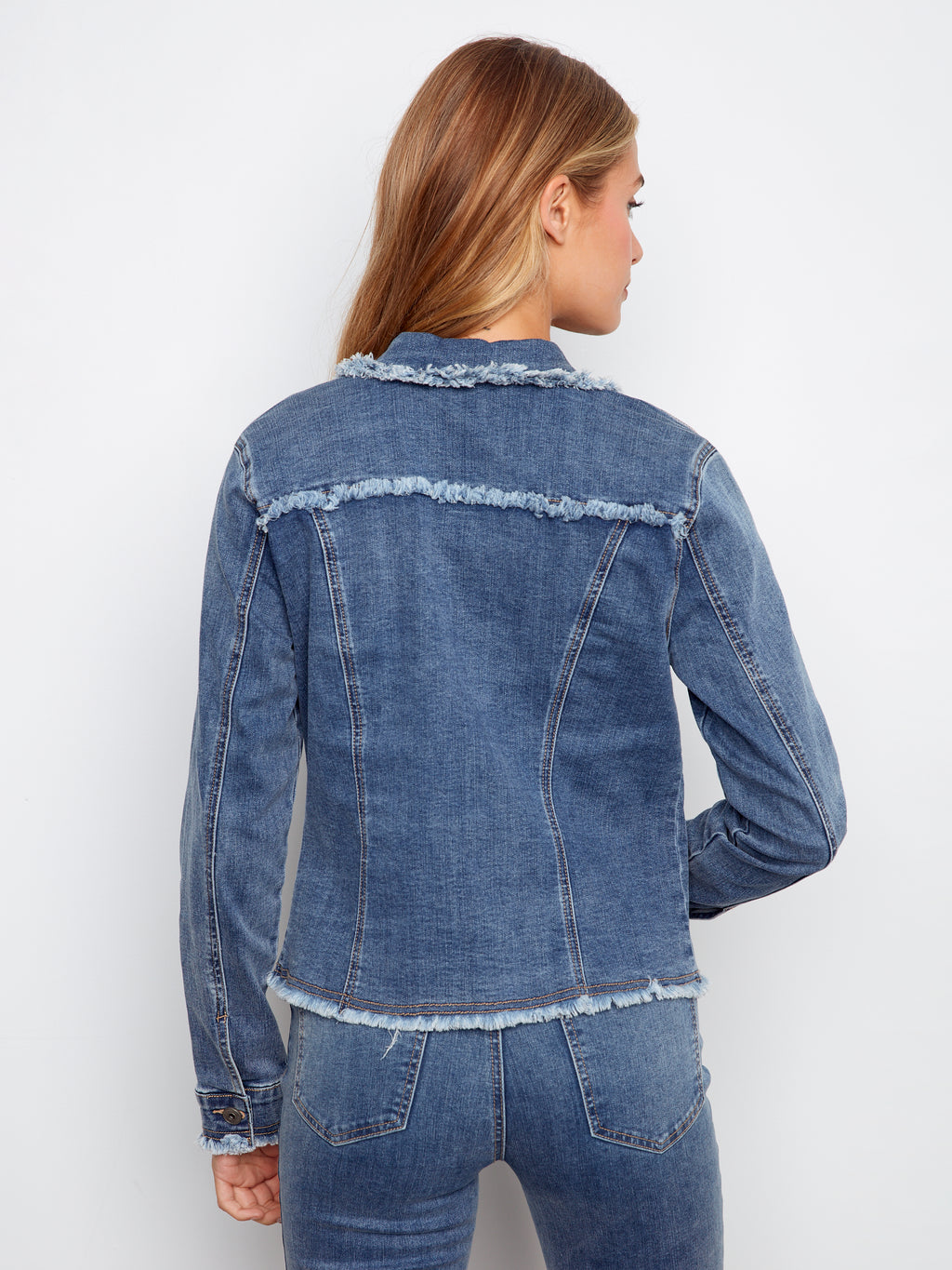 Frayed Edge Stretch Denim Jacket