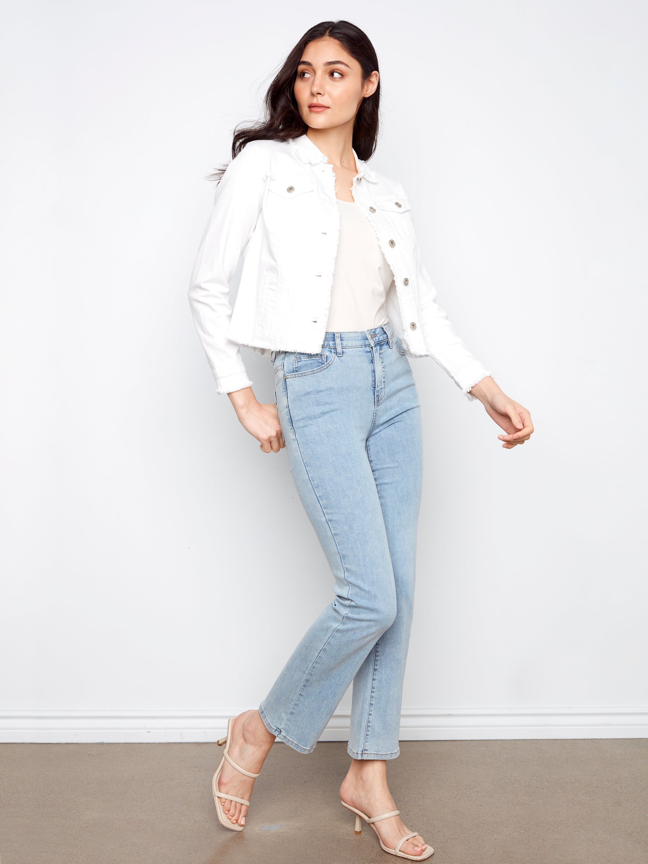 Frayed Edge Stretch Denim Jacket