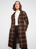 Plaid Knit Coatigan with Patch Pockets