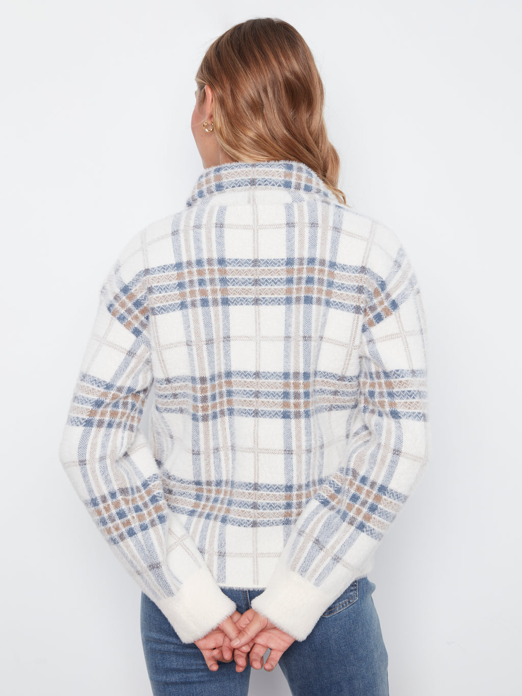 Eyelash Yarn Jacquard Short Jacket With Snap Buttons