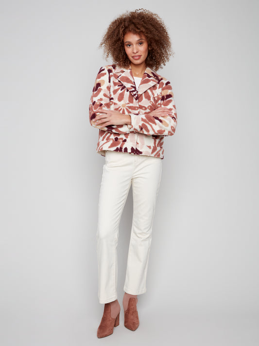 Floral Sherpa Fleece Short Jacket