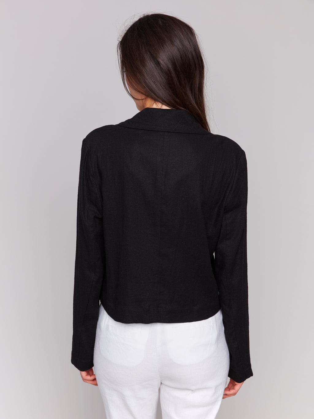 Cropped Linen Blend Blazer