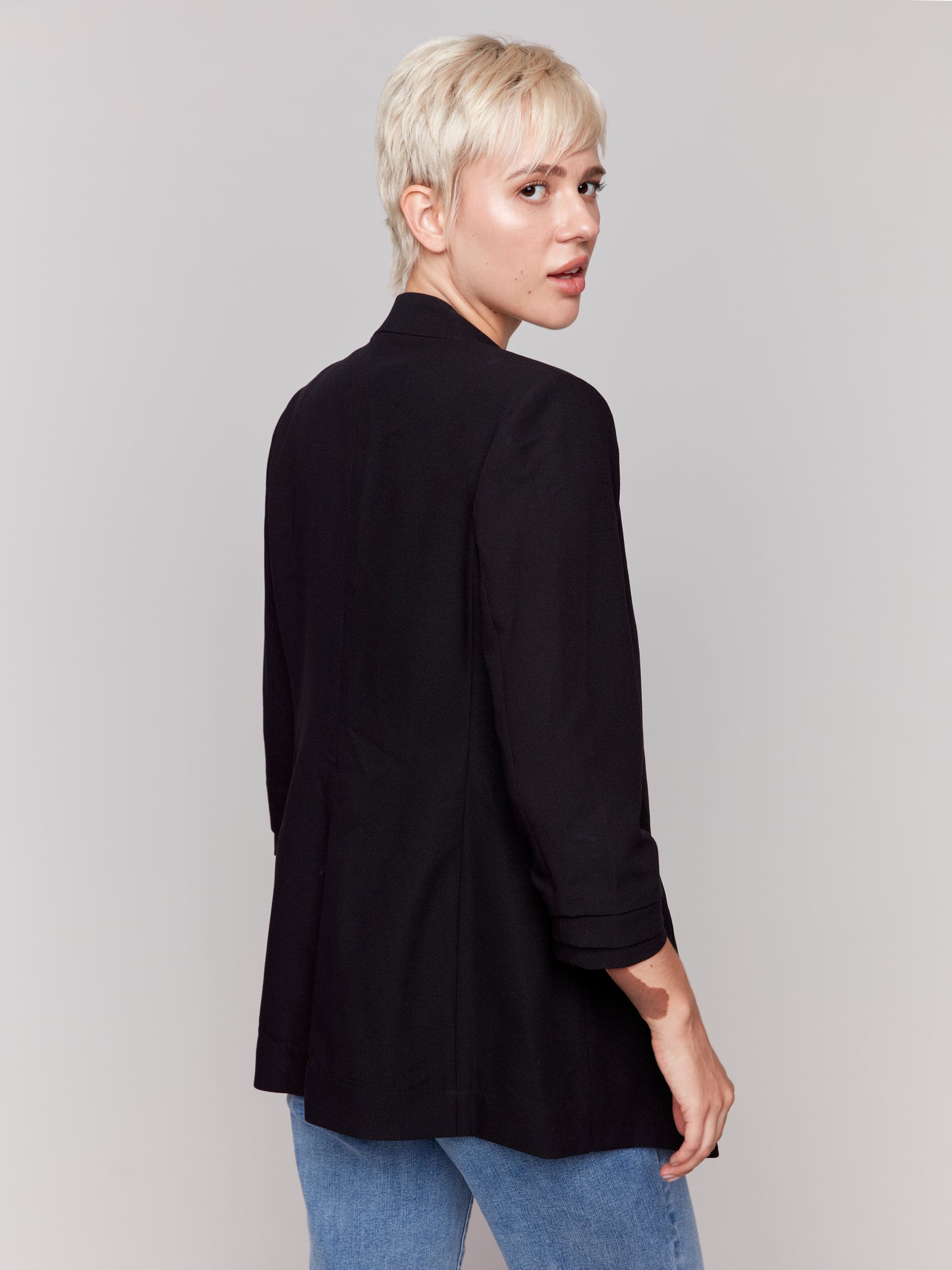 Crepe Open Front Blazer