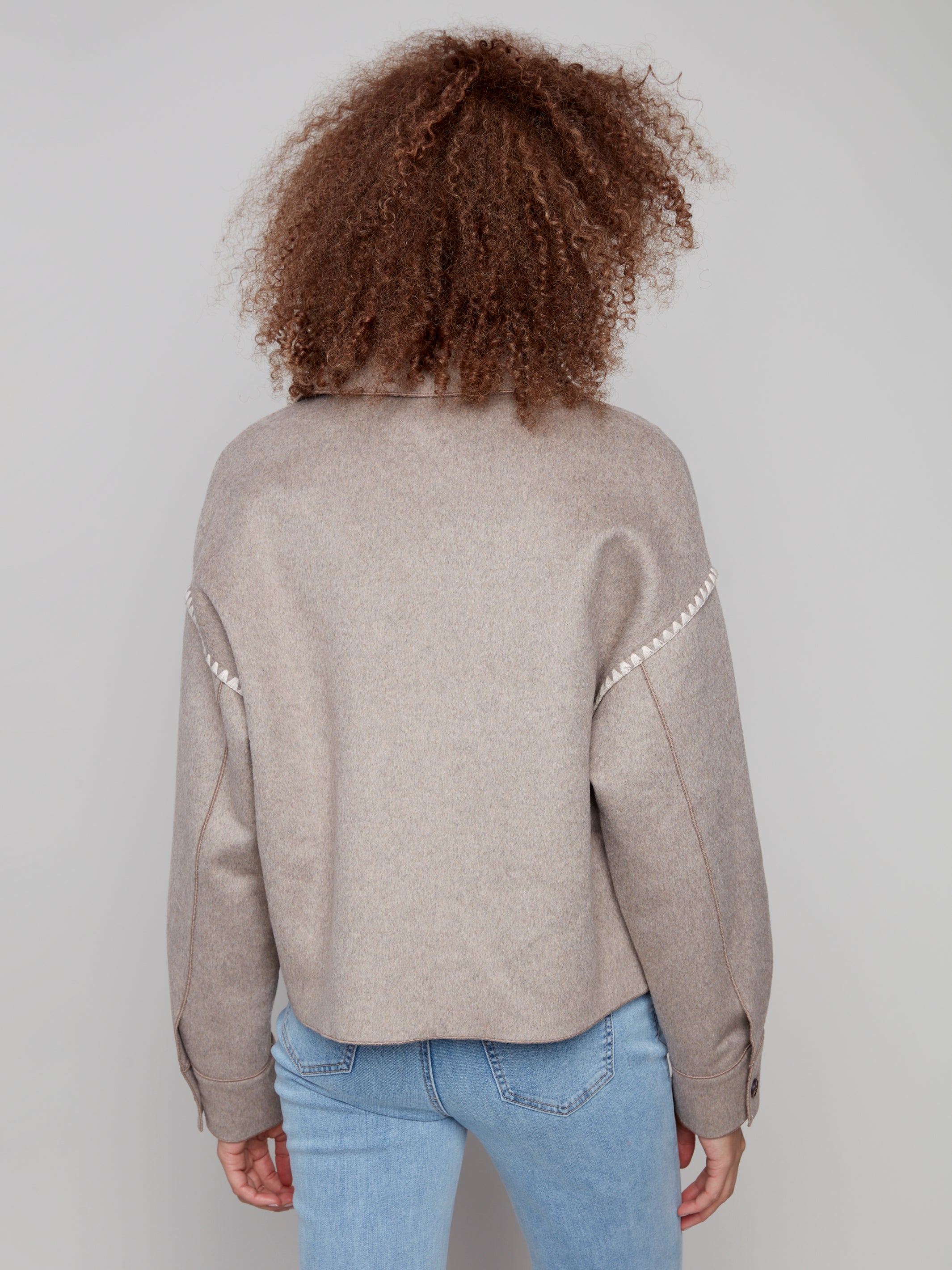 Double Face Wool Jacket With Blanket Stitch