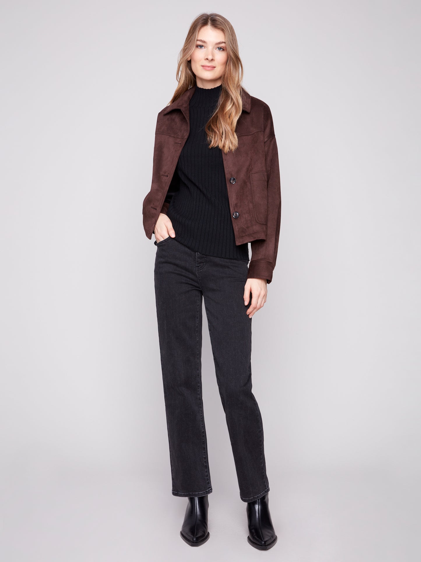 Short Faux Suede Jacket