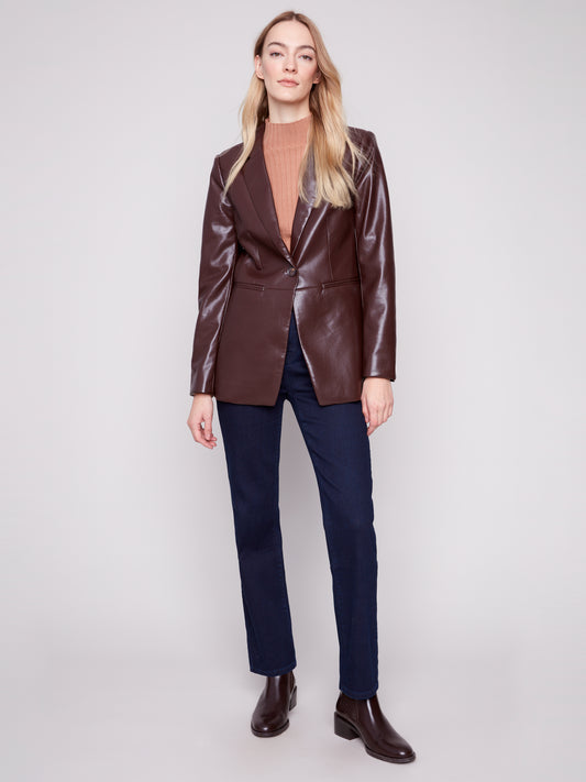 Faux Leather Blazer