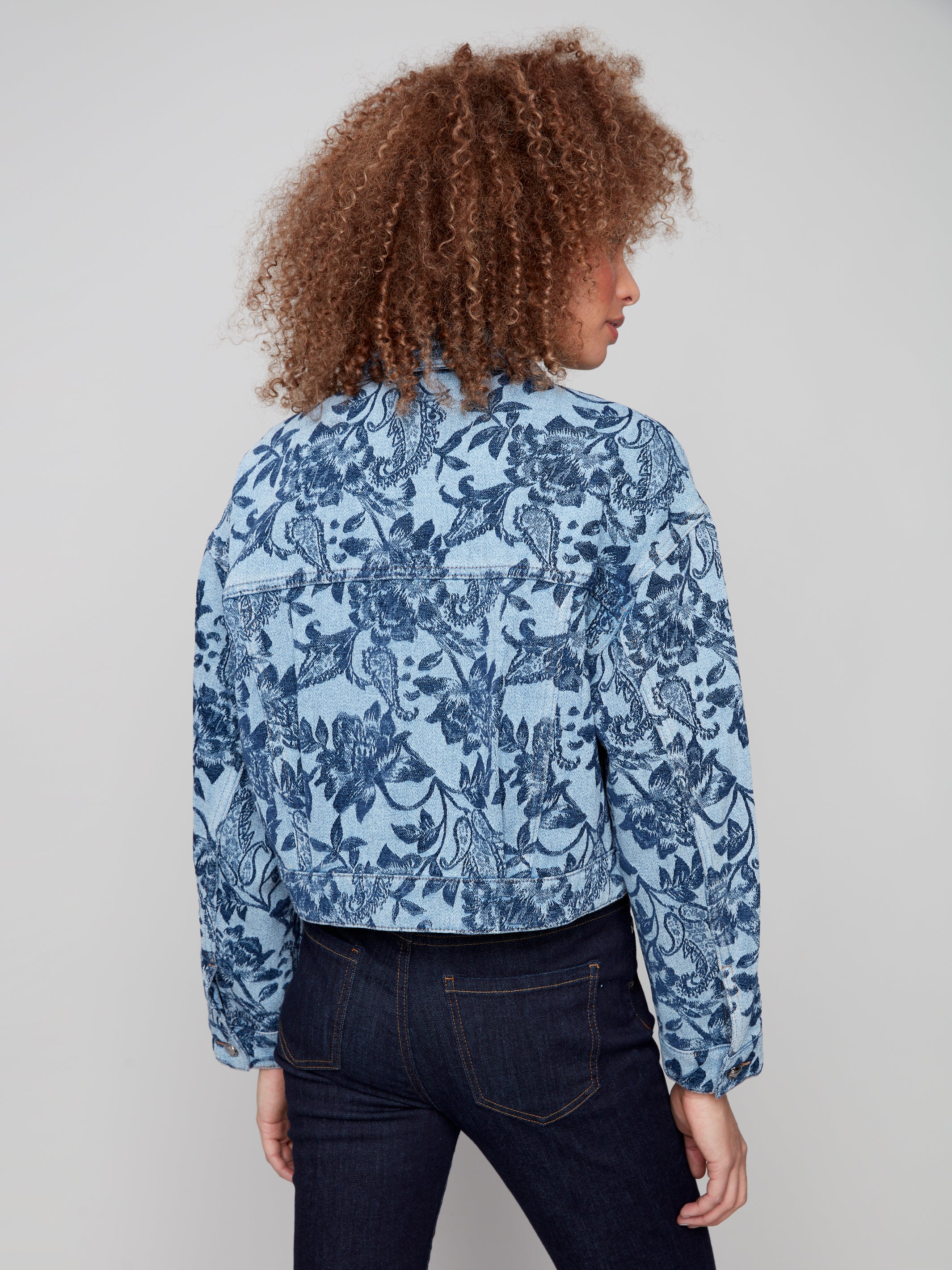 Cropped Jacquard Denim Jacket